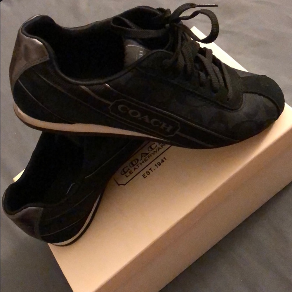 Ladies Coach Black Hilary Lace Up Sneakers